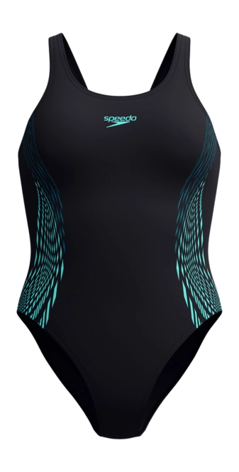Swimsuits Speedo Women Eco+ Placement Muscleback Black Green 25