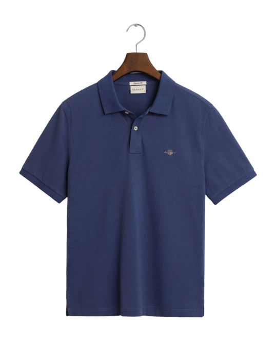Polo Shirt Shirt GANT Men Reg Shield Ss Pique Polo Shirt Dusty Navy 25