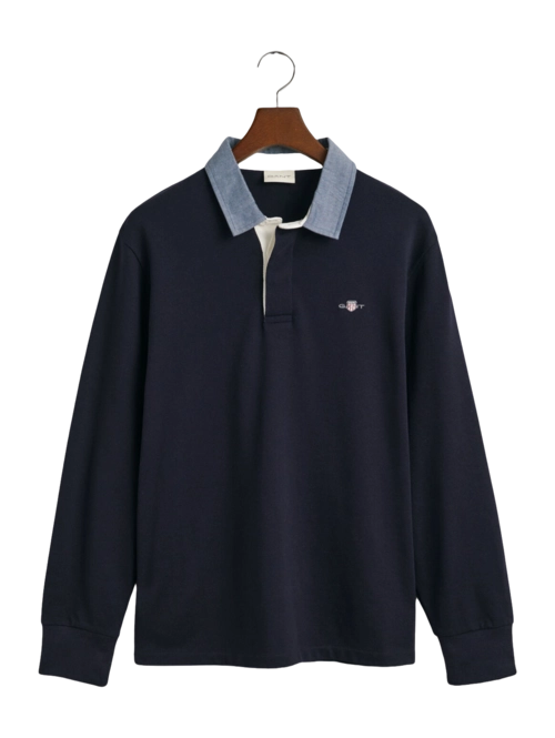 Polo Shirt GANT Men Reg Chambray Heavy Rugger Evening Blue 25
