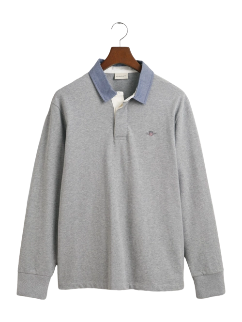 Polo Shirt GANT Men Reg Chambray Heavy Rugger Grey Melange 25
