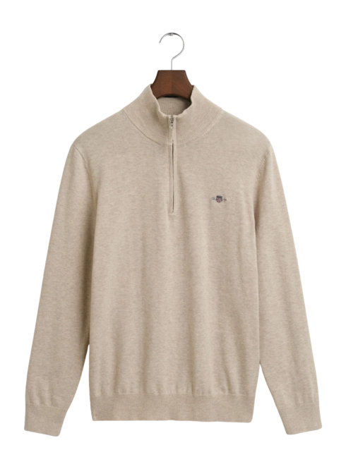 Jumper GANT Men Classic Cotton Half Zip Light Beige Melange 25