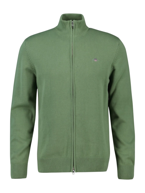 GANT Zip Sweatshirt Men Casual Cotton Zip Cardigan Kalamata Green 25