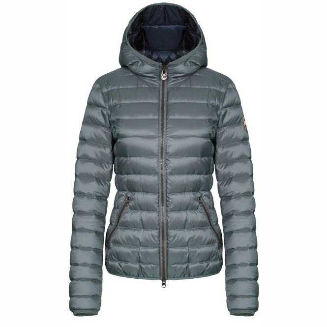 Winter Jacket Colmar 2224 Glossy Light Women's Down Fixed Hood Titanium-Navy