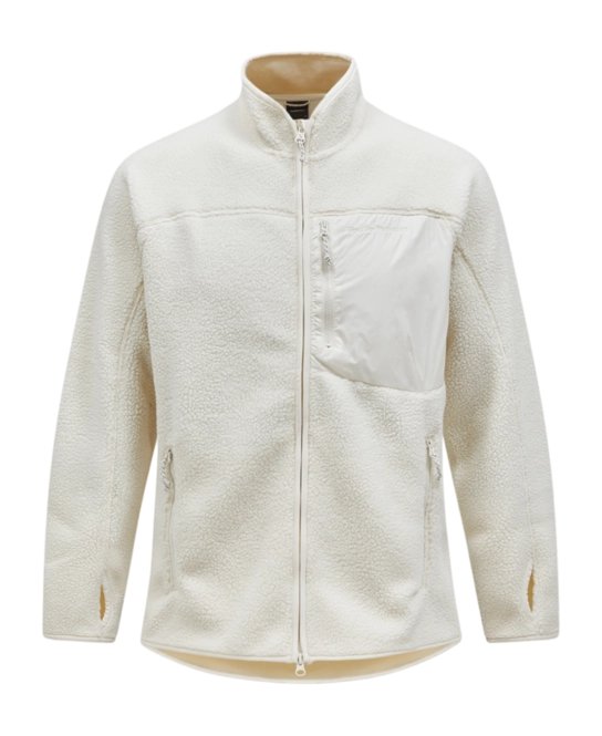 Zip Sweatshirt Peak Performance Men Pile Zip Jacket Vintage White