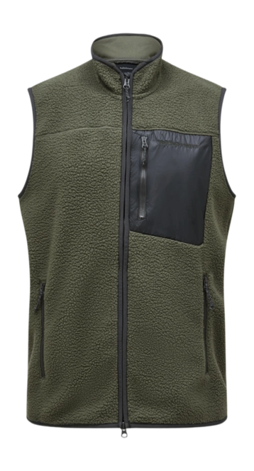 Body Warmer Peak Performance Men Pile Vest Pine Needle