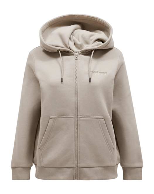 Hoodie Peak Performance Women Original Small Logo Zip Avid Beige
