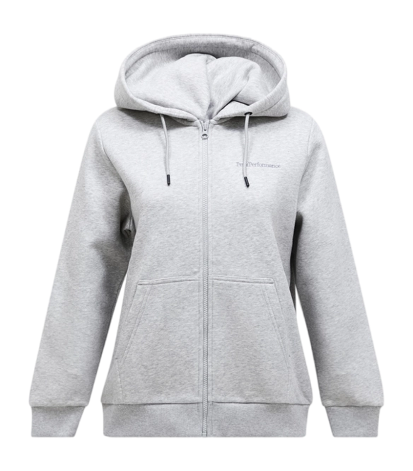 Hoodie Peak Performance Women Original Small Logo Zip Med Grey Melange