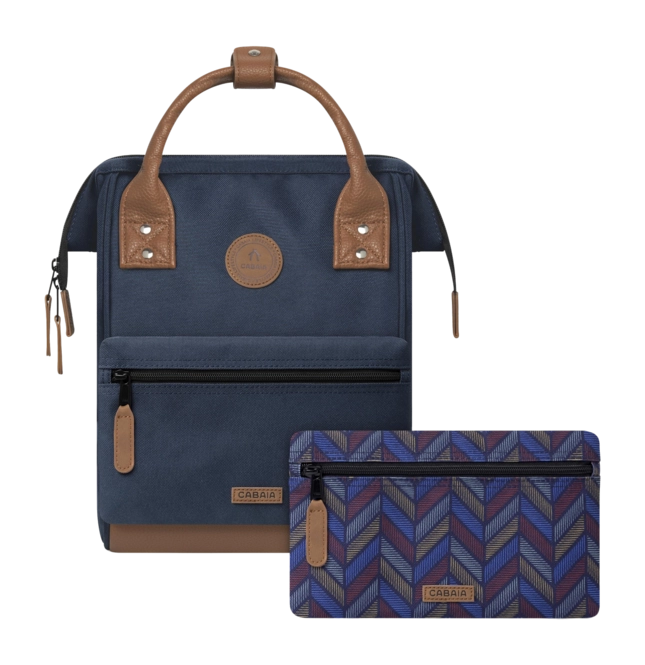 Rucksack Cabaïa Adventurer Essentials Chicago Navy X Brown Vegan Leather Small