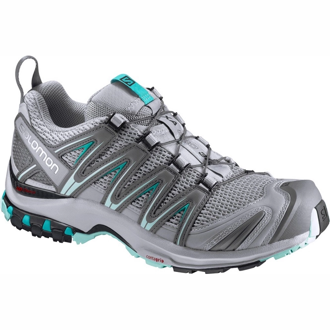 Trail Running Shoes Salomon XA Pro 3D Women Quarry Pearl Blue Aruba Blue