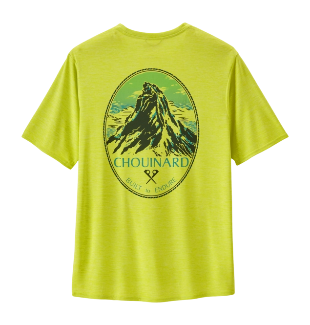 T-Shirt Patagonia Men's Cap Cool Daily Graphic - Lands Chouinard Crest: Phosphorus Green X/Dye