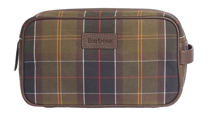 Toiletry Bag Barbour Men Tartan & Leather Washbag Classic Tartan