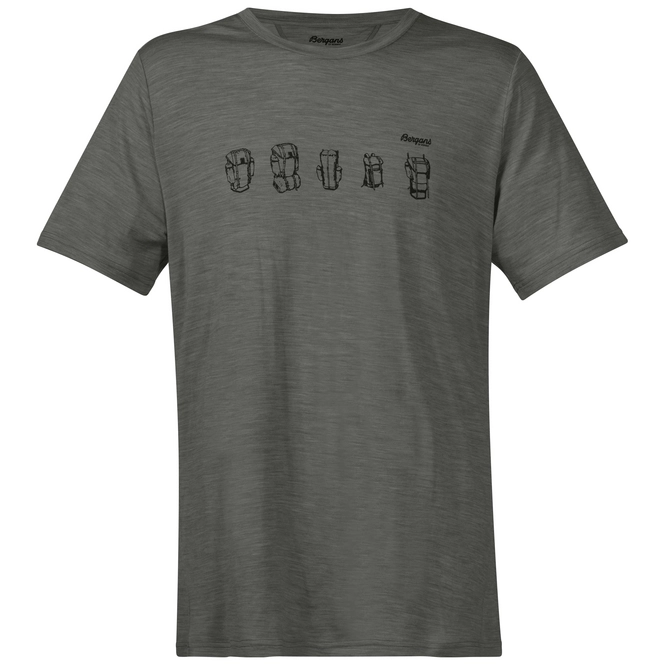 T-Shirt Bergans Mens Backpack Wool Green Mud Black