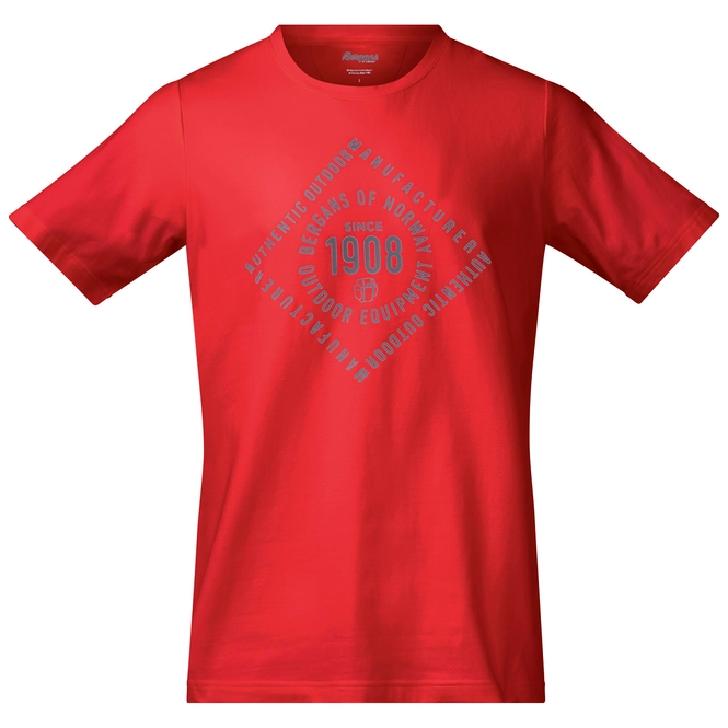 T-Shirt Bergans Mens Bergans 1908 Fire Red Solid Grey