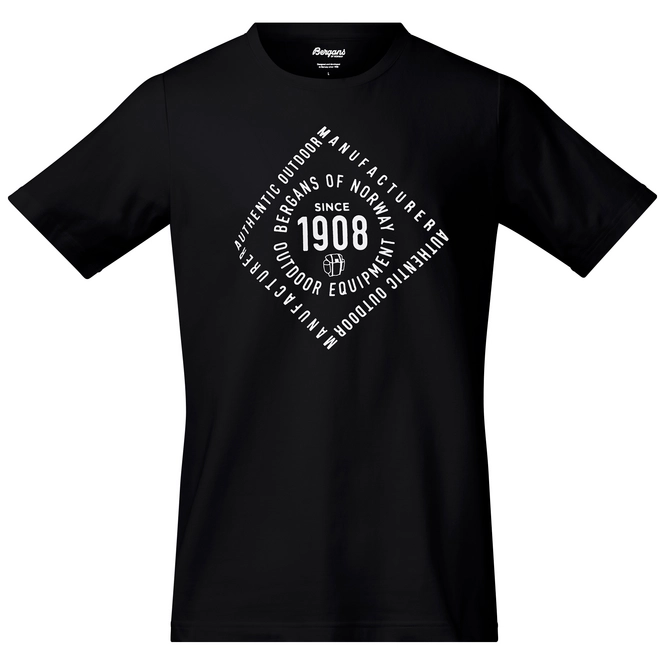 T-Shirt Bergans Mens Bergans 1908 Black White