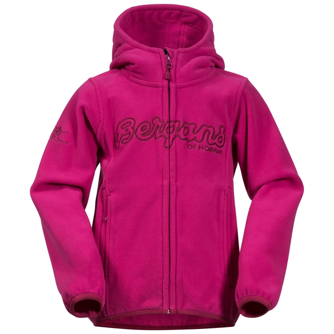 Hoodie Bergans Kids Bryggen Fleece Cerise Jam