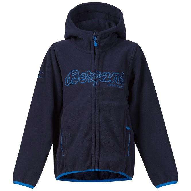 Hoodie Bergans Kids Bryggen Fleece Navy Athens Blue