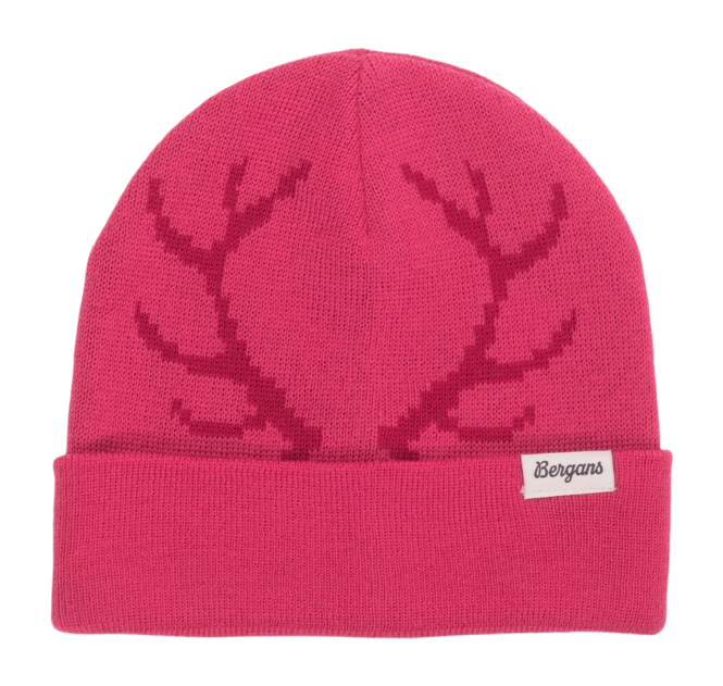 Beanie Bergans Kids Antlers Beanie Raspberry Pink/Raspberry Red