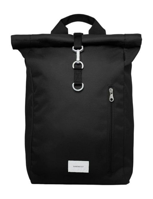 Rucksack Sandqvist Unisex Ground Rolltop Black With Black Webbing L