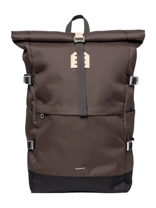 Rucksack Sandqvist Unisex Icon Rolltop Brown With Natural Leather L