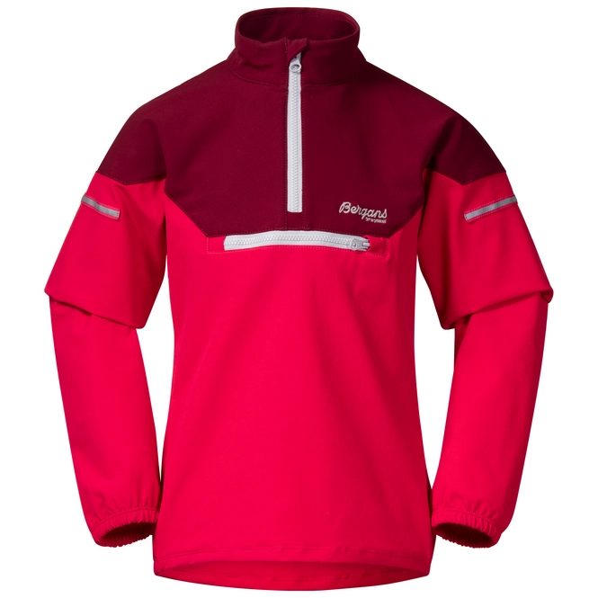 Anorak Bergans Kids Ruffen Lite Softshell Dark Sorbet Jam Aluminium