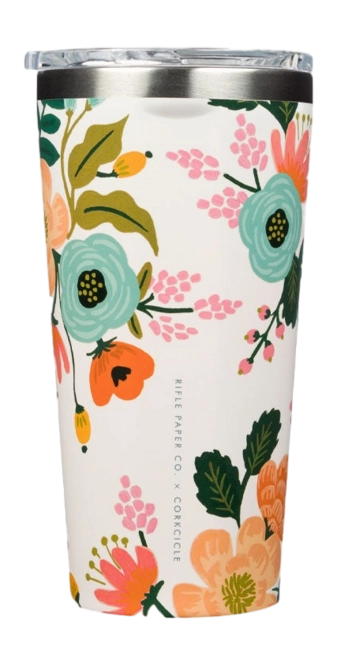 Flask Corkcicle Classic Cream Floral Tall 475 ml