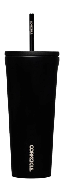 Thermal Mug Corkcicle Cold Cup with Straw Black 710 ml