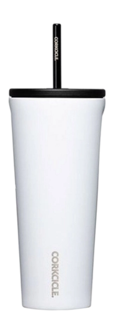 Thermal Mug Corkcicle Cold Cup with Straw White 710 ml