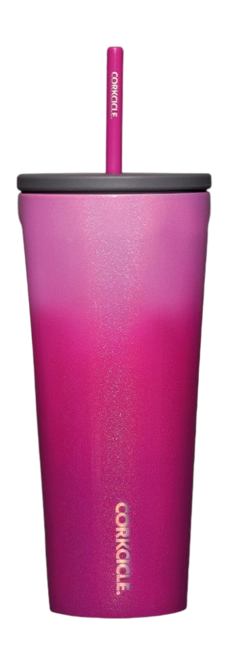Thermal Mug Corkcicle Cold Cup with Straw Glittey Pink Ombre 710 ml