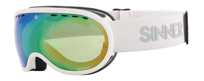 Ski Goggles Sinner Vorlage S Matte White Double Full Green Mirror Vent