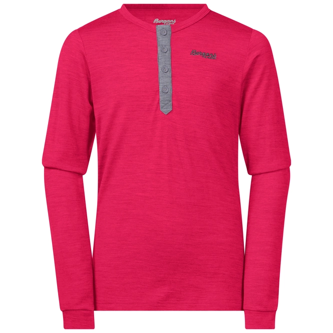 Long Sleeve T-Shirt Bergans Youth Myske Wool Dark Sorbet Mel Solid Dark Grey