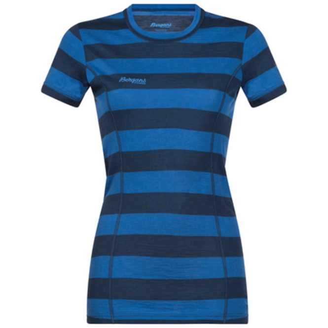 Undershirt Bergans Women Soleie Lady Tee Dark Steel Blue Fjord Striped