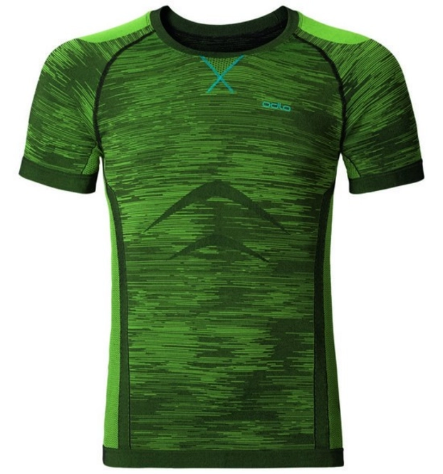Undershirt Odlo Mens S/S Crew Neck Evolution Light Blac Green