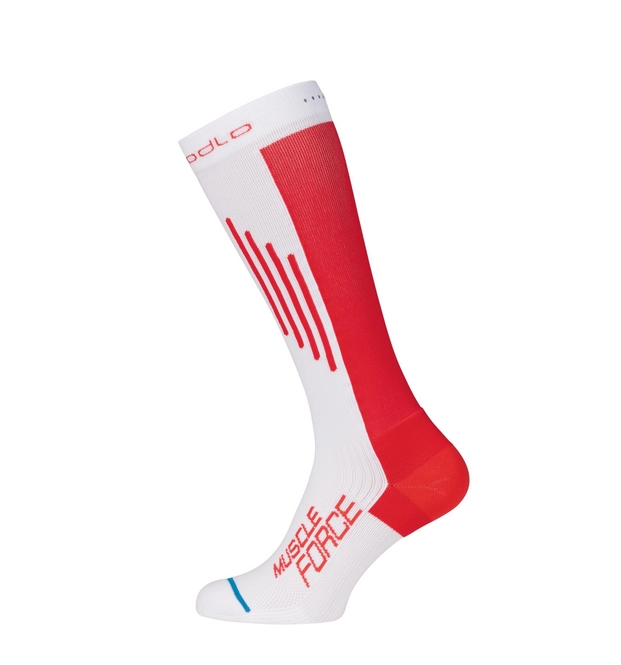 Socks Odlo Extra Long Running Muscle Force White Red