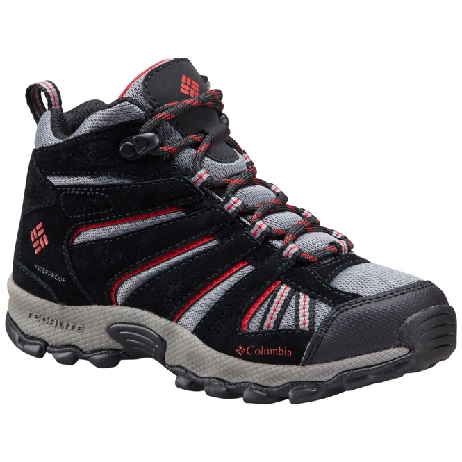 Walking Shoe Columbia Youth North Plains Mid Waterproof Grey Ash Mountain Red