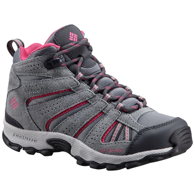 Walking Shoe Columbia Youth North Plains Mid Waterproof Grey Ash Ultra Pink