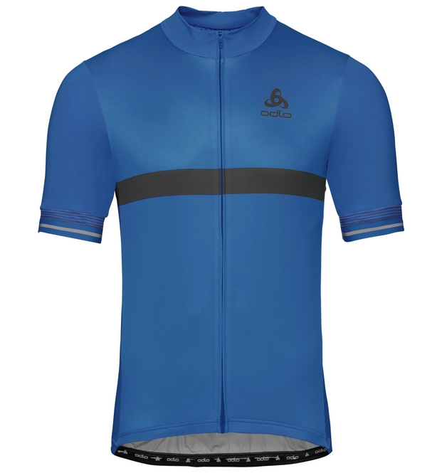 Cycling Jersey Odlo Men Stand-Up Collar S/S Full Zip Fujin Ceram Nebulas Blue