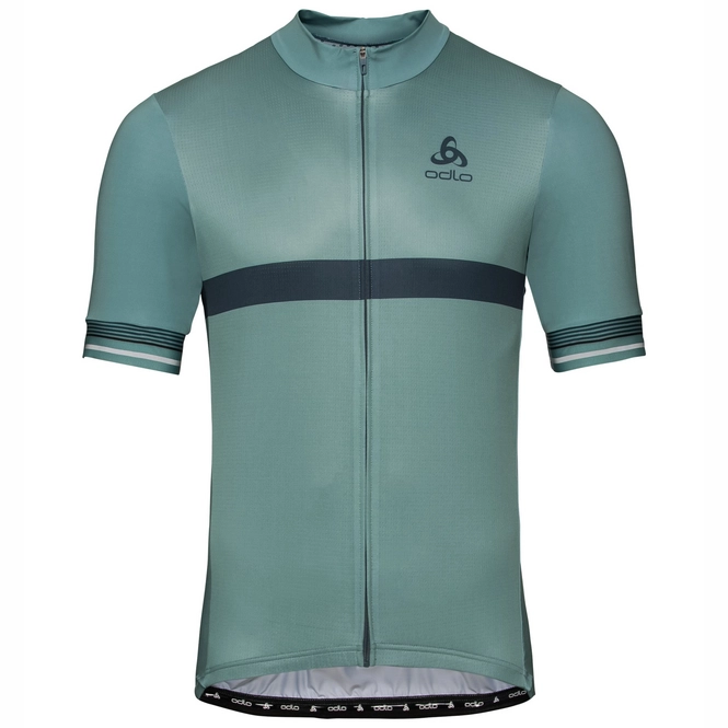 Cycling Jersey Odlo Men Stand-Up Collar S/S Full Zip Fujin Ceram Arctic