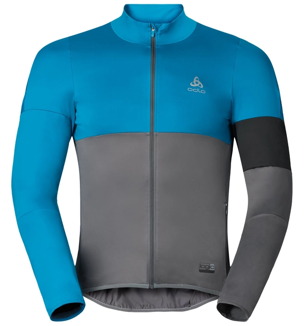 Cycling Jacket Odlo Mens Mistral Logic Blue Jewel Steel Grey