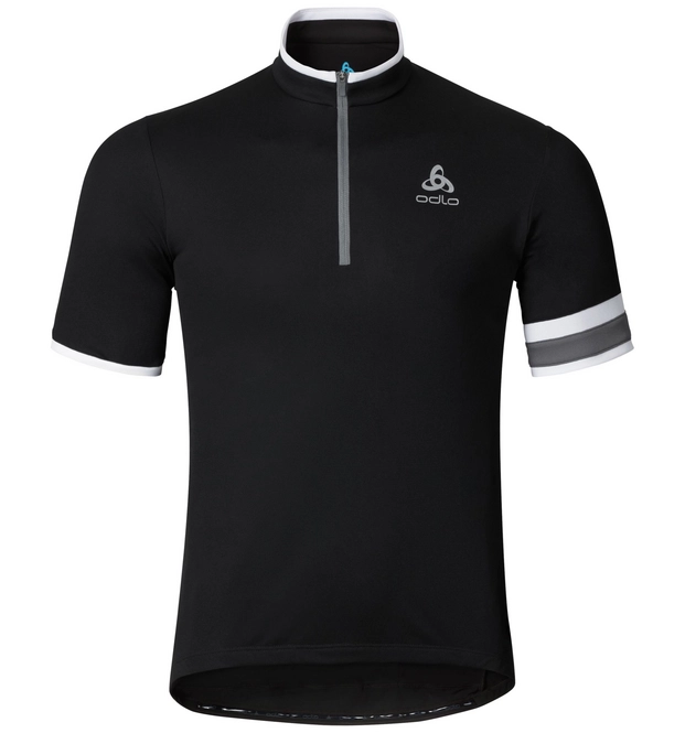 Cycling Jersey Odlo Mens Stand-Up Collar S/S 1/2 Zip Breeze Black