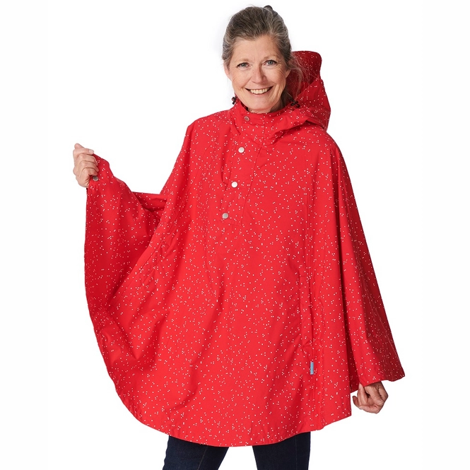 Poncho Happy Rainy Days Cape Rachel Dot Red Off White