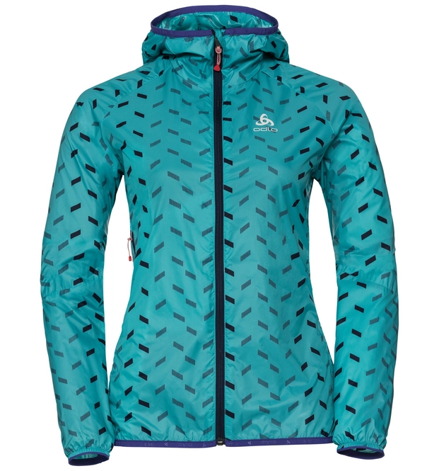 Jacket Odlo Womens Wisp Baltic Peacoat Aop