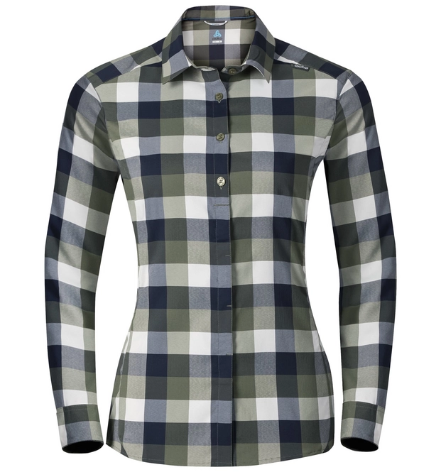 Shirt Odlo Womens Fairview Peacoat White Four Leaf Clover Check