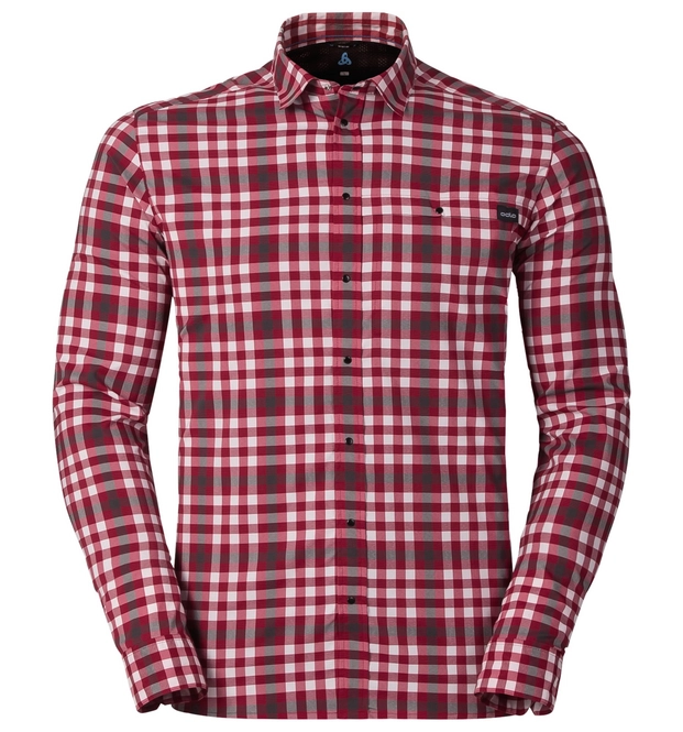 Shirt Odlo Mens Fairview White Jester Red Graphite Grey Check