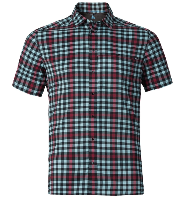 Shirt Odlo Mens Fairview Nile Blue Black Chinese Red Check