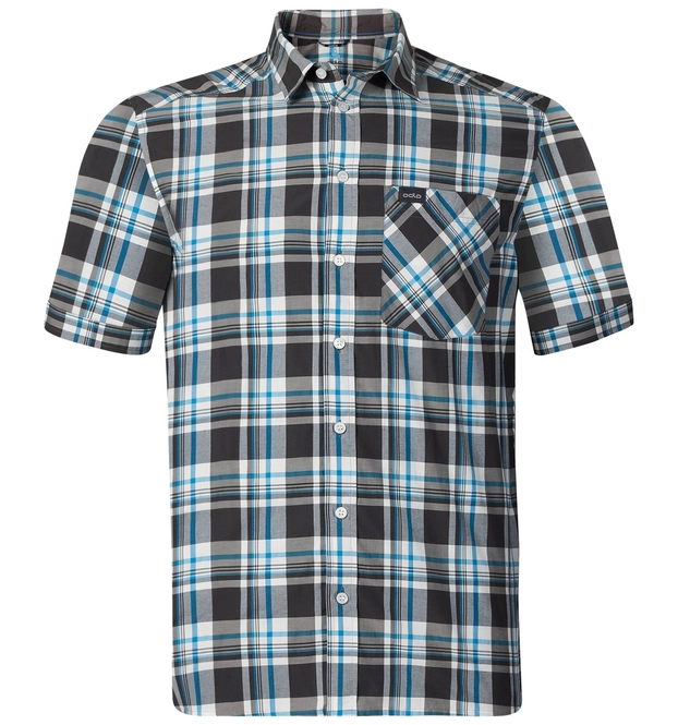 Shirt Odlo Mens Anmore Odlo Mens Graphite Grey White Blue Jewel Check