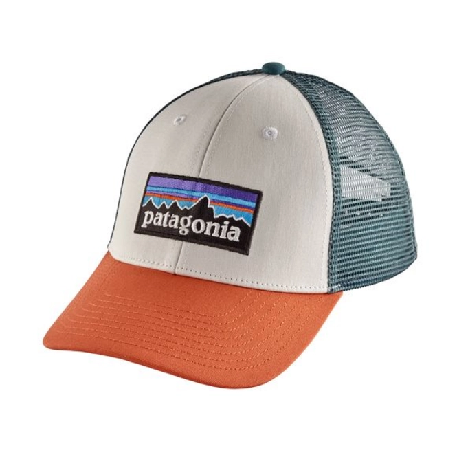 Cap Patagonia P-6 Logo LoPro Trucker Hat White w/Sunset Orange
