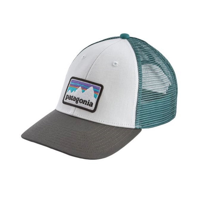 Cap Patagonia Shop Sticker Patch LoPro Trucker Hat White w/Forge Grey