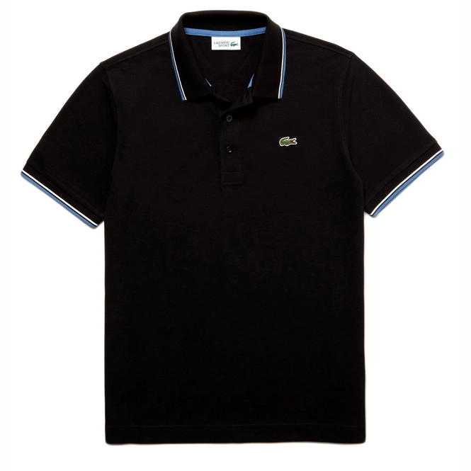 Polo Shirt Lacoste Men Sport Black Neottia White