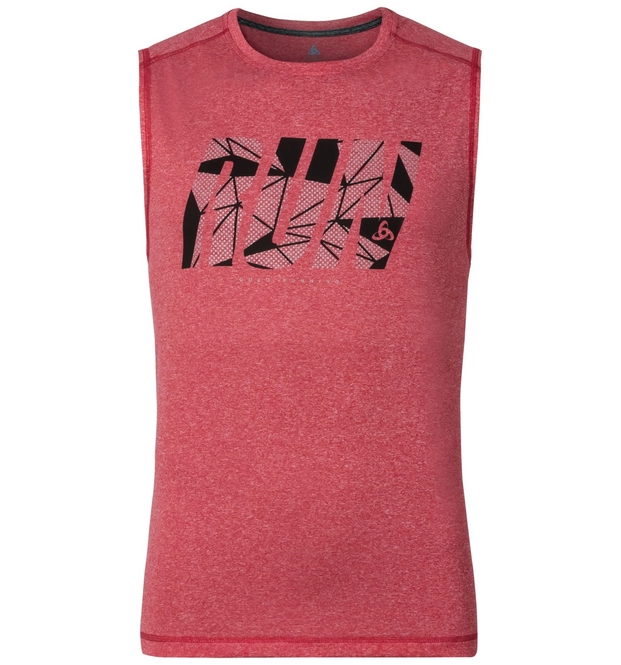 Vest Top Odlo Mens Raptor Chinese Red Melange Placed Print