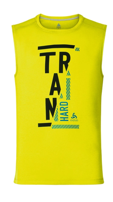 Vest Top Odlo Mens Raptor Safety Yellow Placed Print
